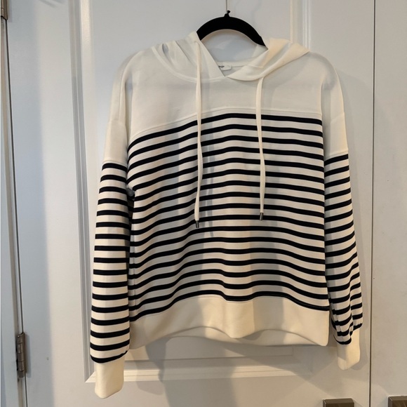 Cable & Gauge Tops - Striped White and Black Hoodie